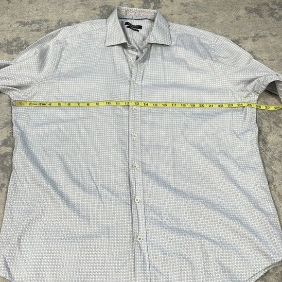 Bugatchi Classic Fit Basket Weave Print Long Sleeve Button Front Shirt Sz XXL - Picture 5 of 10